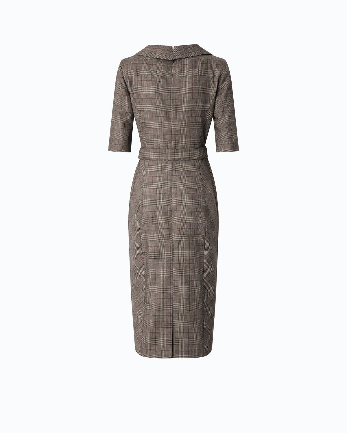 Pinko 107417A3FF - Abito aderente in lana check con cintura Love Birds