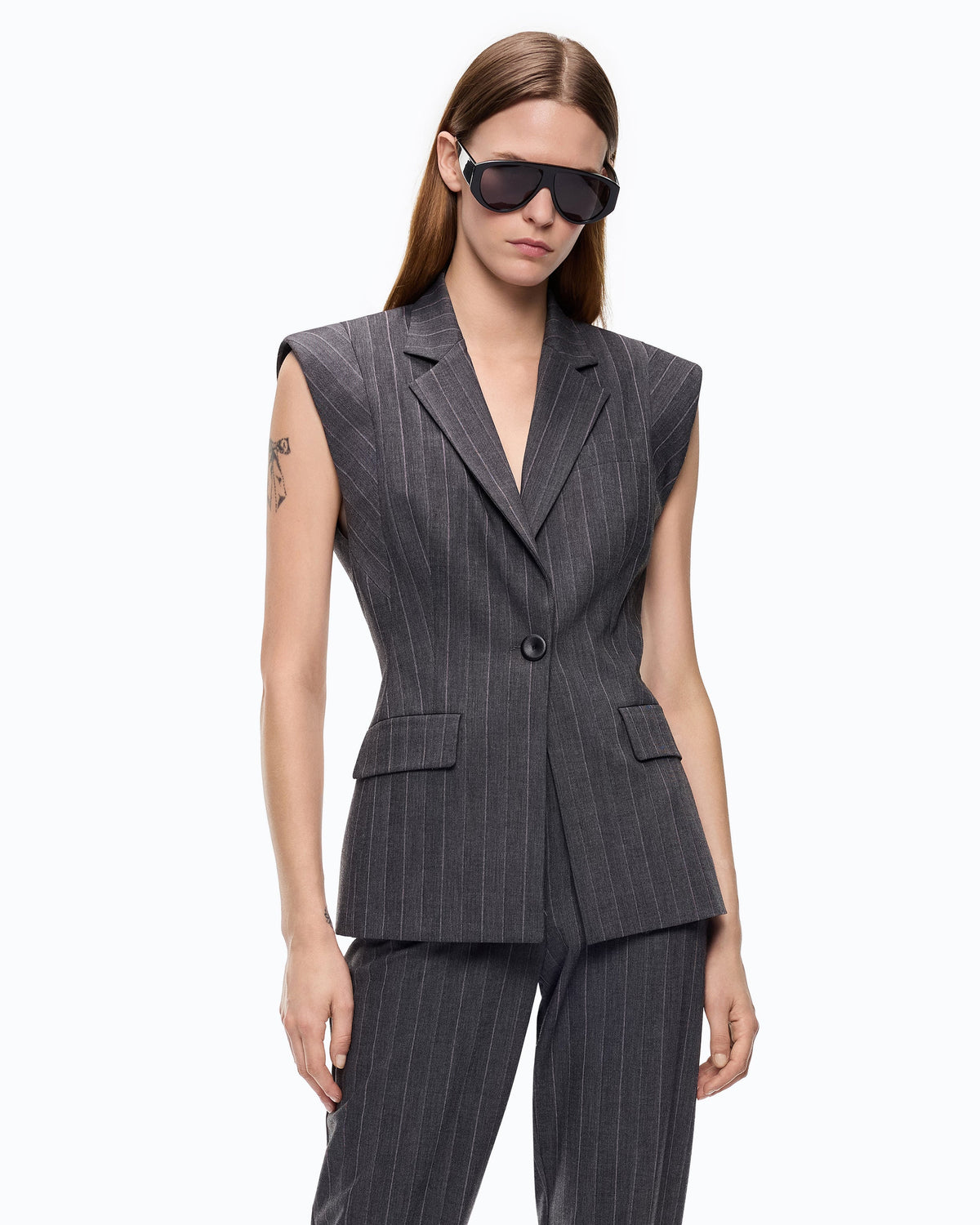 Pinko 107428A3FF - Gilet gessato in misto lana