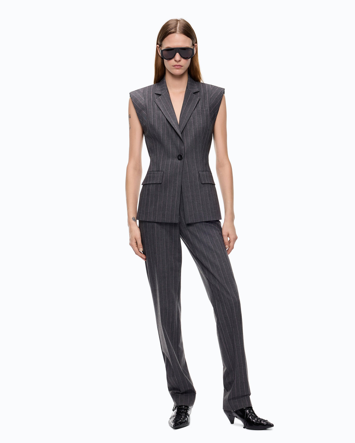Pinko 107428A3FF - Gilet gessato in misto lana