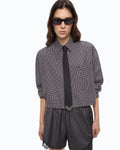 Pinko 107453A3FQ - Camicia cropped a quadretti con cravatta