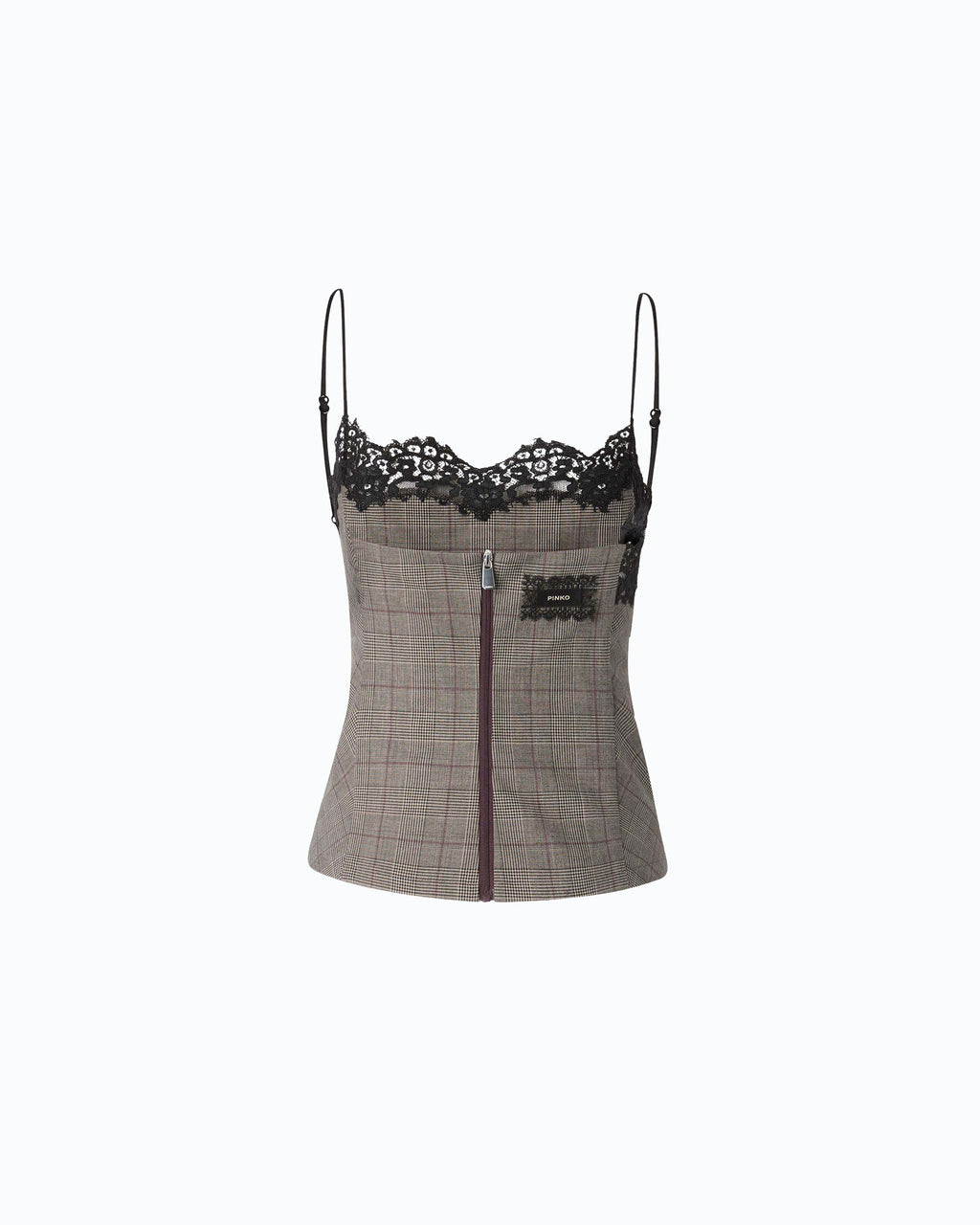 Pinko 107472A3FF - Top a quadri con pizzo