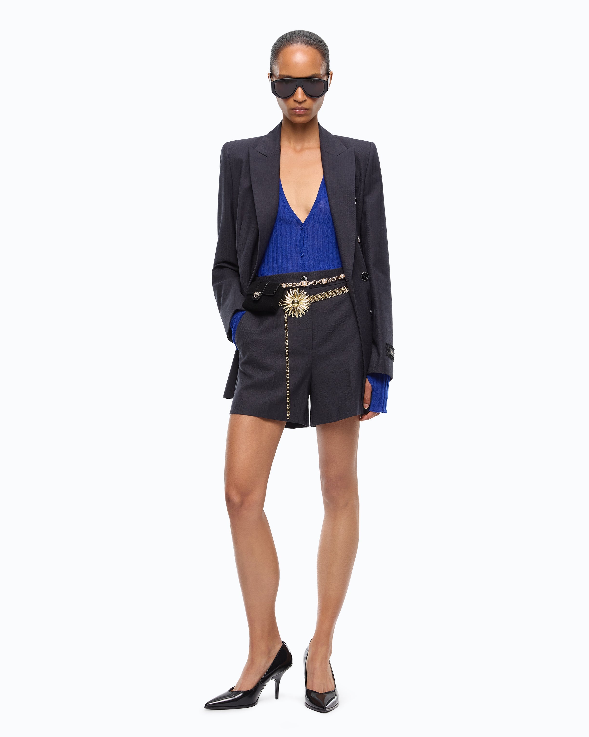 Pinko 107512A3IF - Shorts sartoriali in misto lana stretch