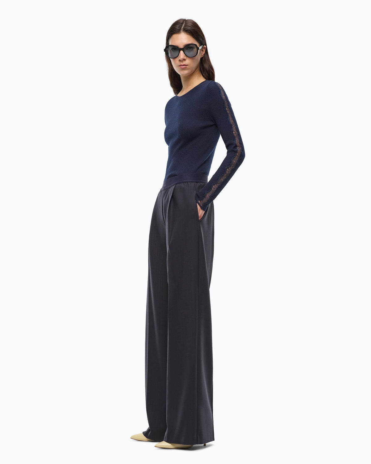 Pinko 107560A3IF - Pantaloni palazzo in misto lana stretch
