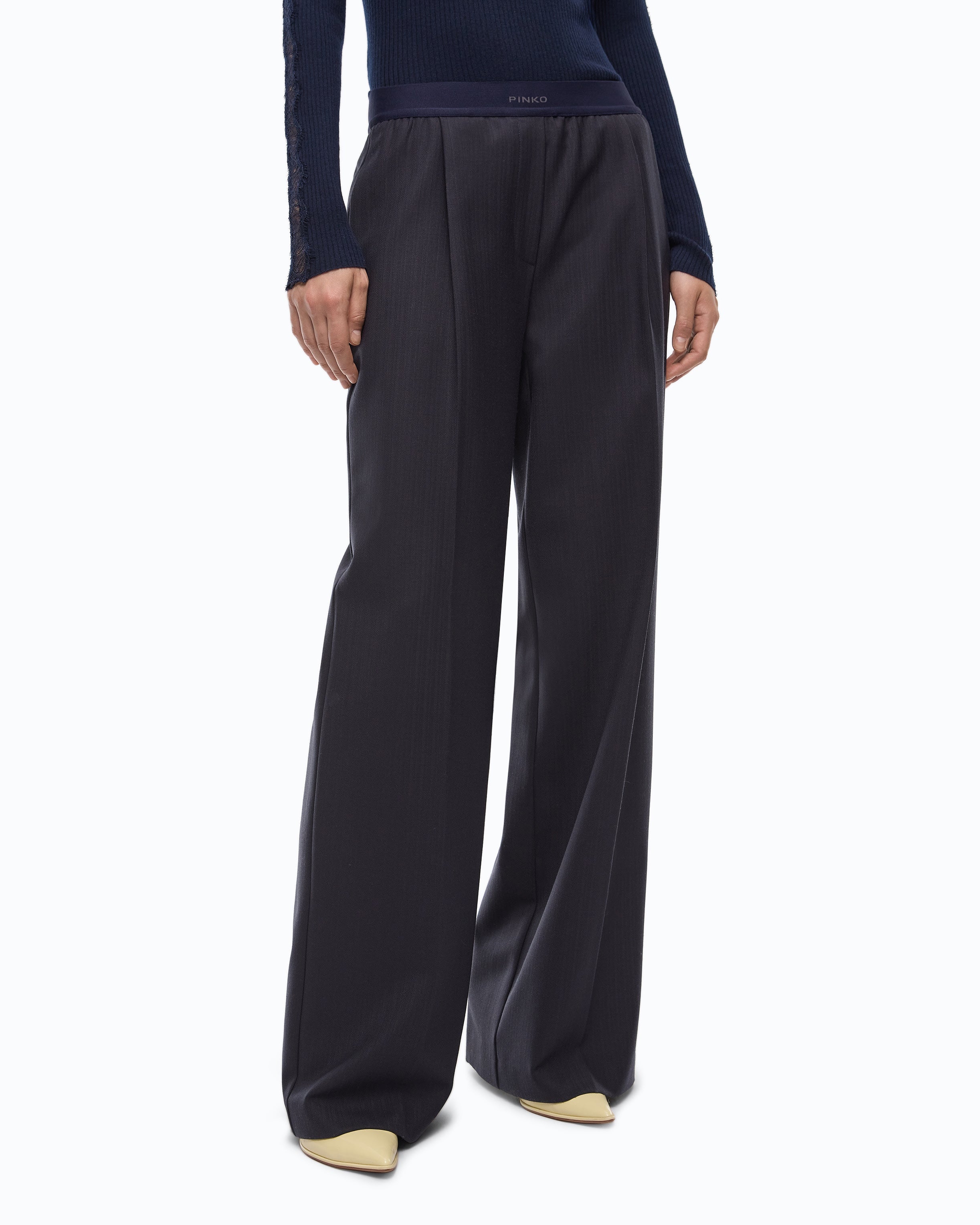 Pinko 107560A3IF - Pantaloni palazzo in misto lana stretch