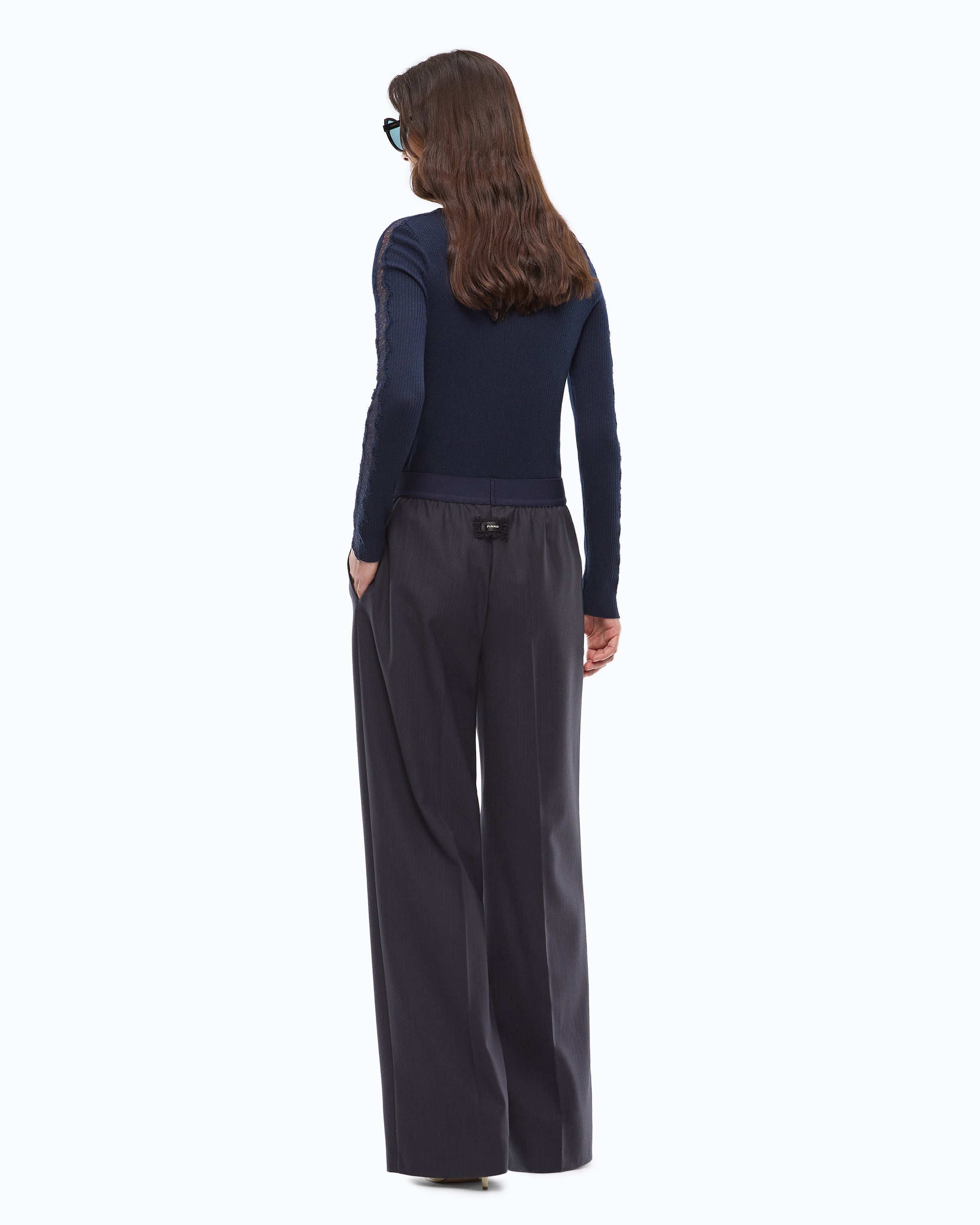 Pinko 107560A3IF - Pantaloni palazzo in misto lana stretch