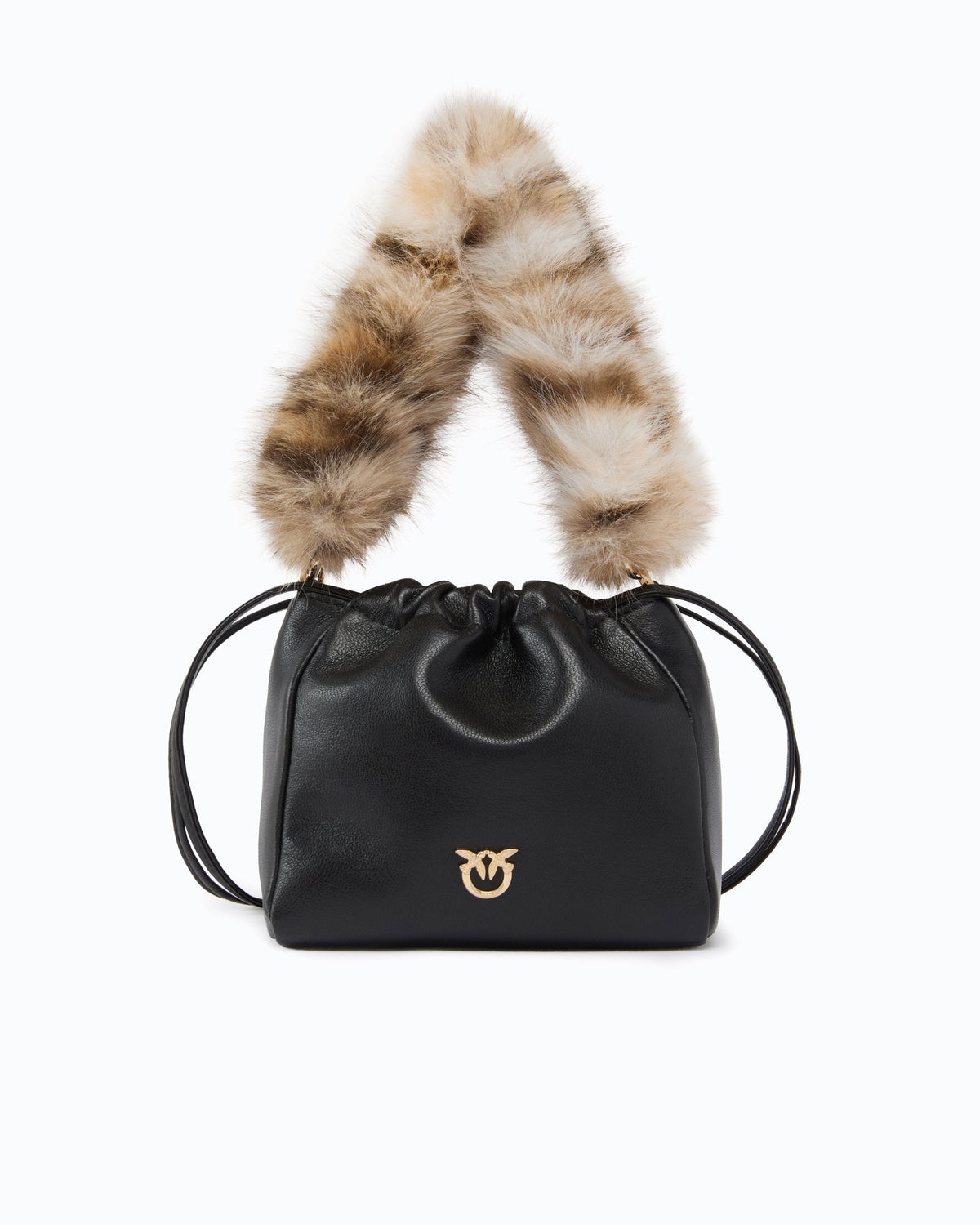 Pinko 107635A3M8 - Sac seau porté épaule en cuir nappa avec double bandoulière