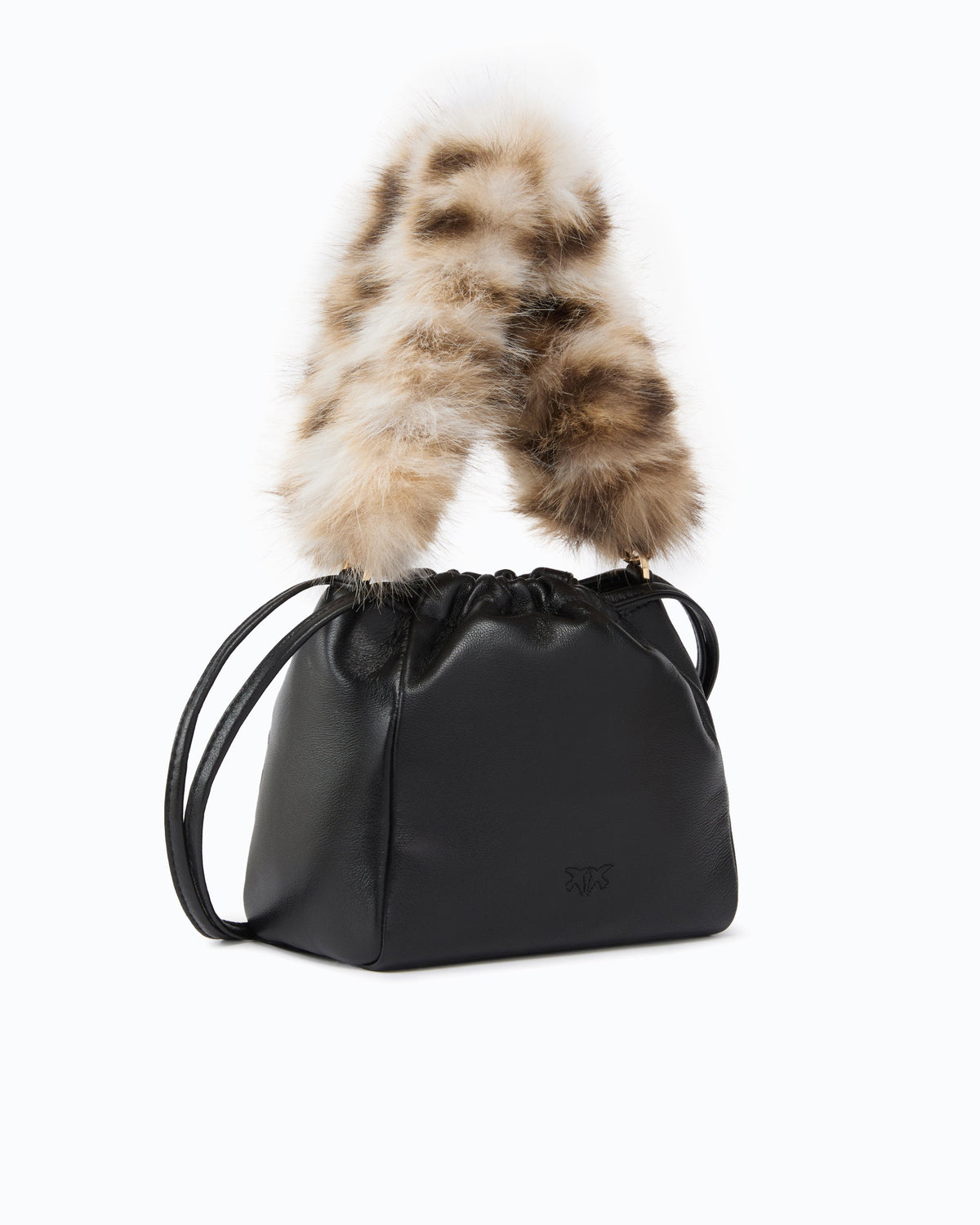 Pinko 107635A3M8 - Sac seau porté épaule en cuir nappa avec double bandoulière
