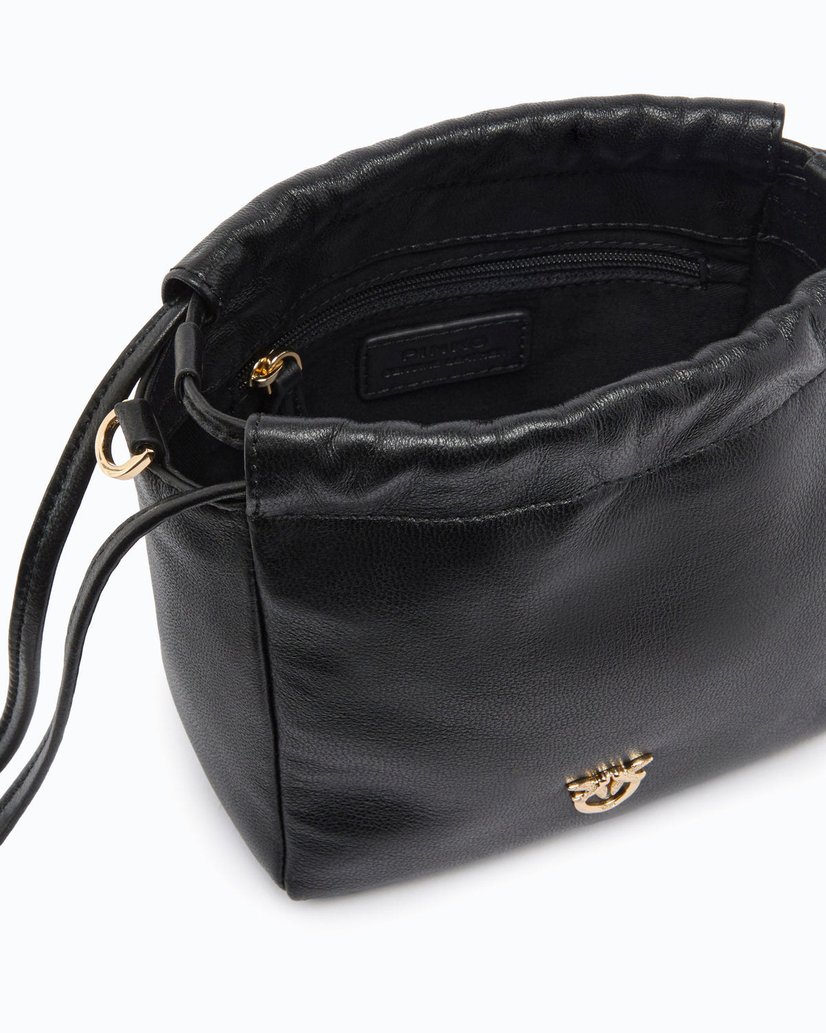 Pinko 107635A3M8 - Sac seau porté épaule en cuir nappa avec double bandoulière