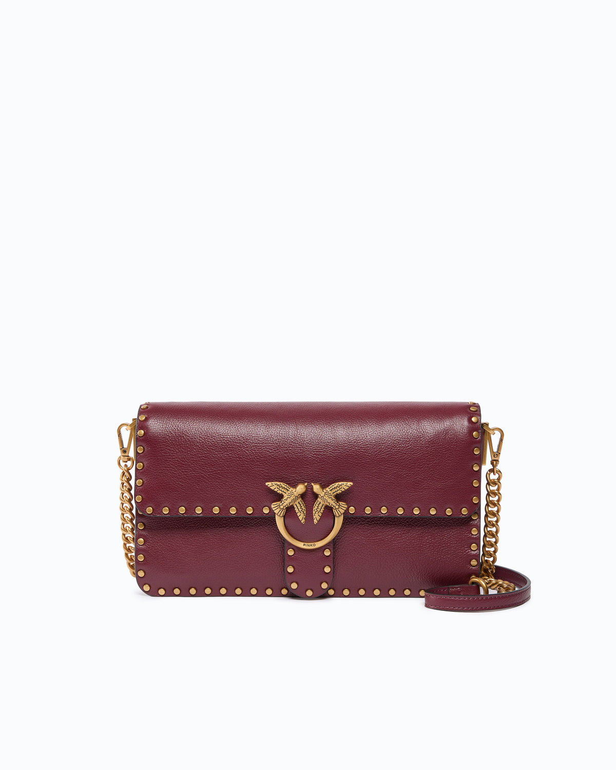 Pinko 107664A2JG - Borsa a tracolla media Love One Slouchy in pelle con borchie