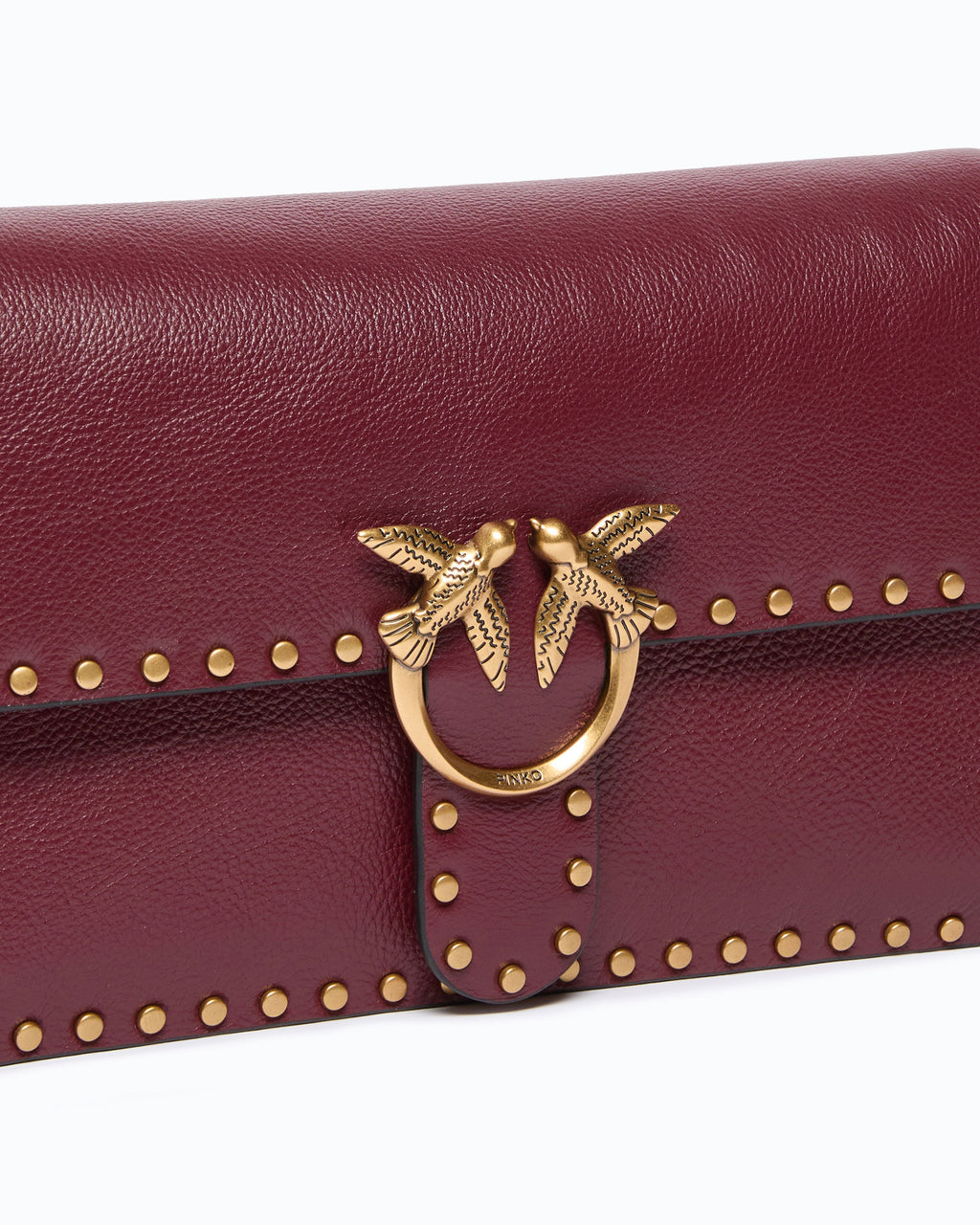 Pinko 107664A2JG - Love One Slouchy medium leather shoulder bag with studs
