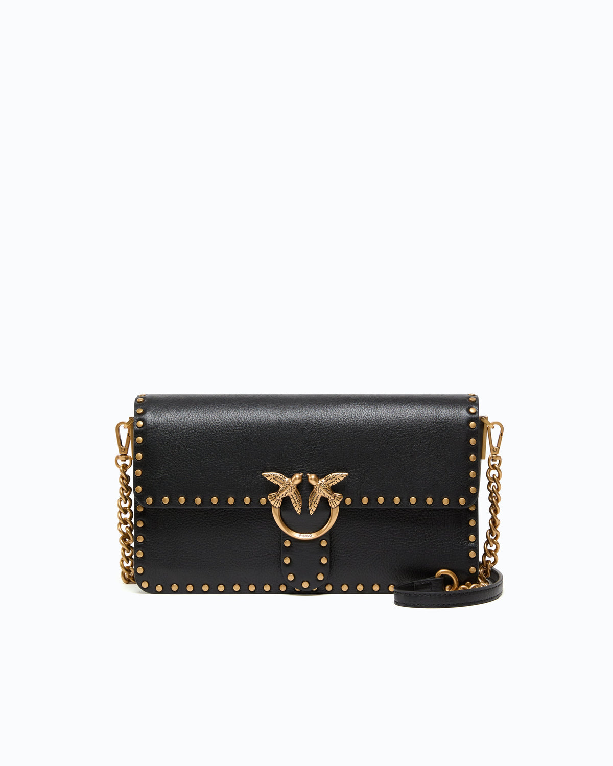 Pinko 107664A2JG - Love One Slouchy medium leather shoulder bag with studs