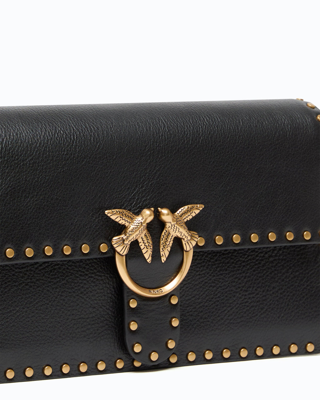 Pinko 107664A2JG - Love One Slouchy medium leather shoulder bag with studs