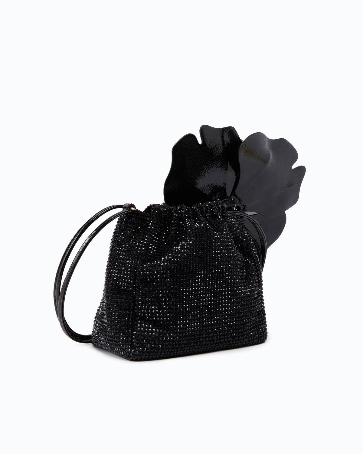 Pinko 107678A2WF - Borsa secchiello a spalla in tessuto full strass con fiore