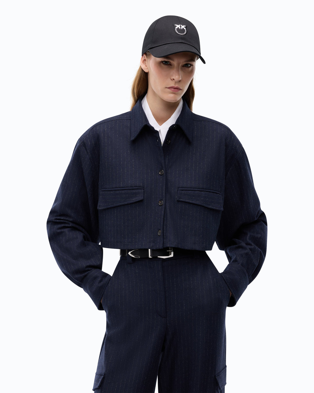 Pinko TAURASI - Camicia cropped gessata