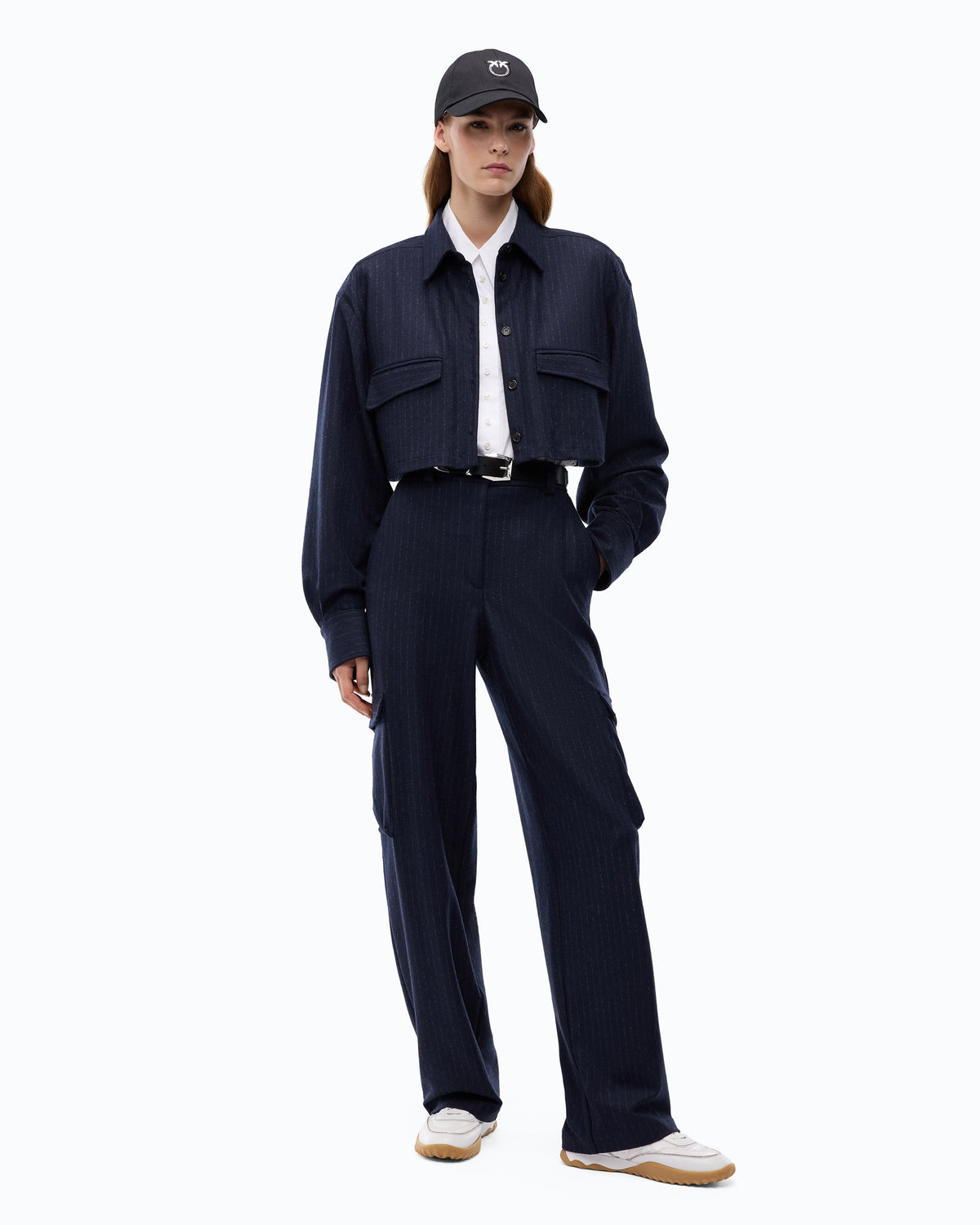 Pinko TAURASI - Camicia cropped gessata