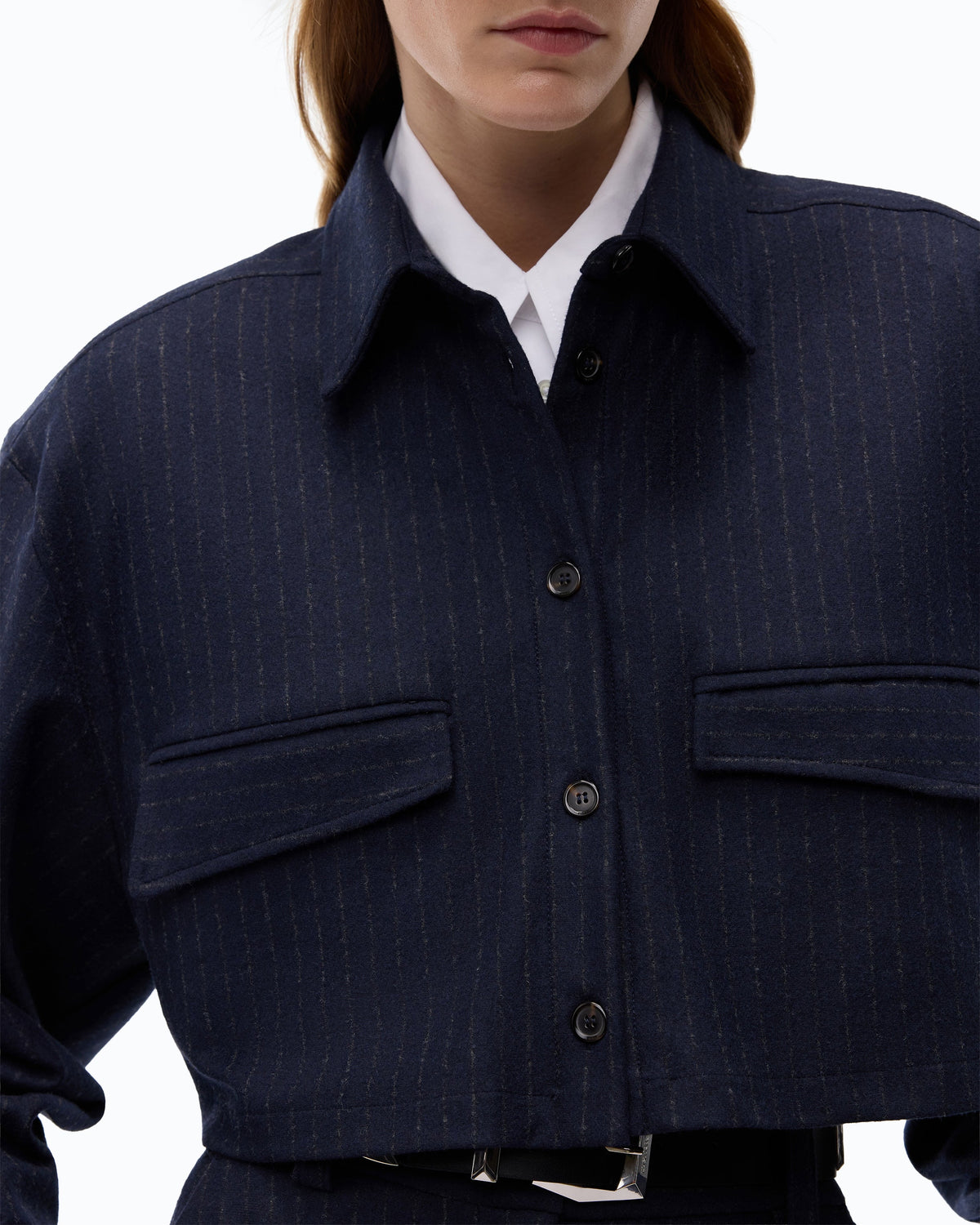 Pinko TAURASI - Camicia cropped gessata