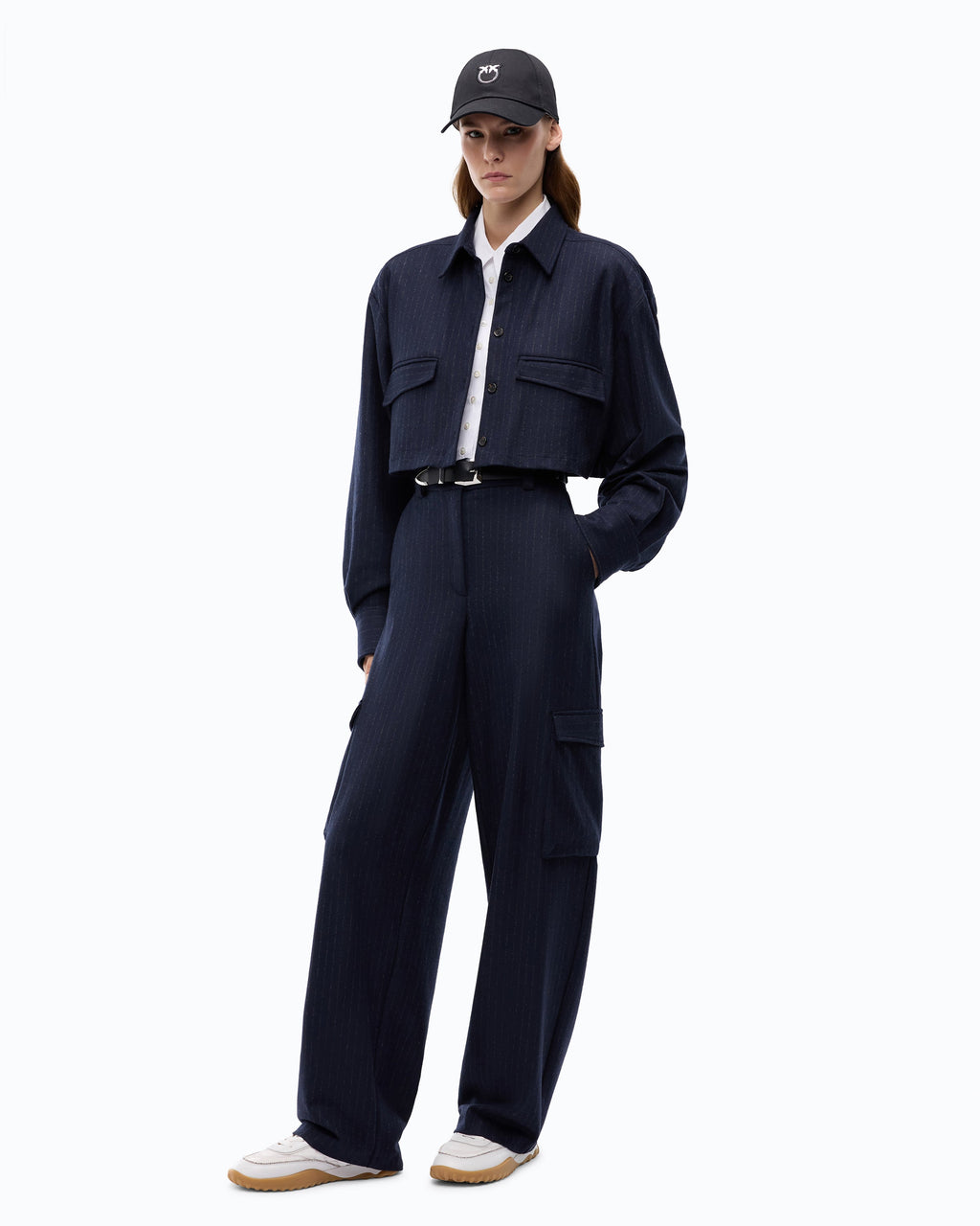 Pinko CALDARO - Pantaloni gessati con tasche cargo