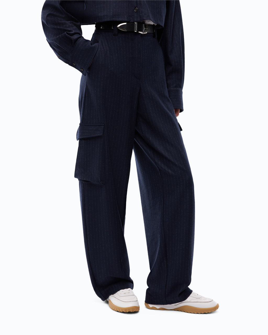 Pinko CALDARO - Pantaloni gessati con tasche cargo