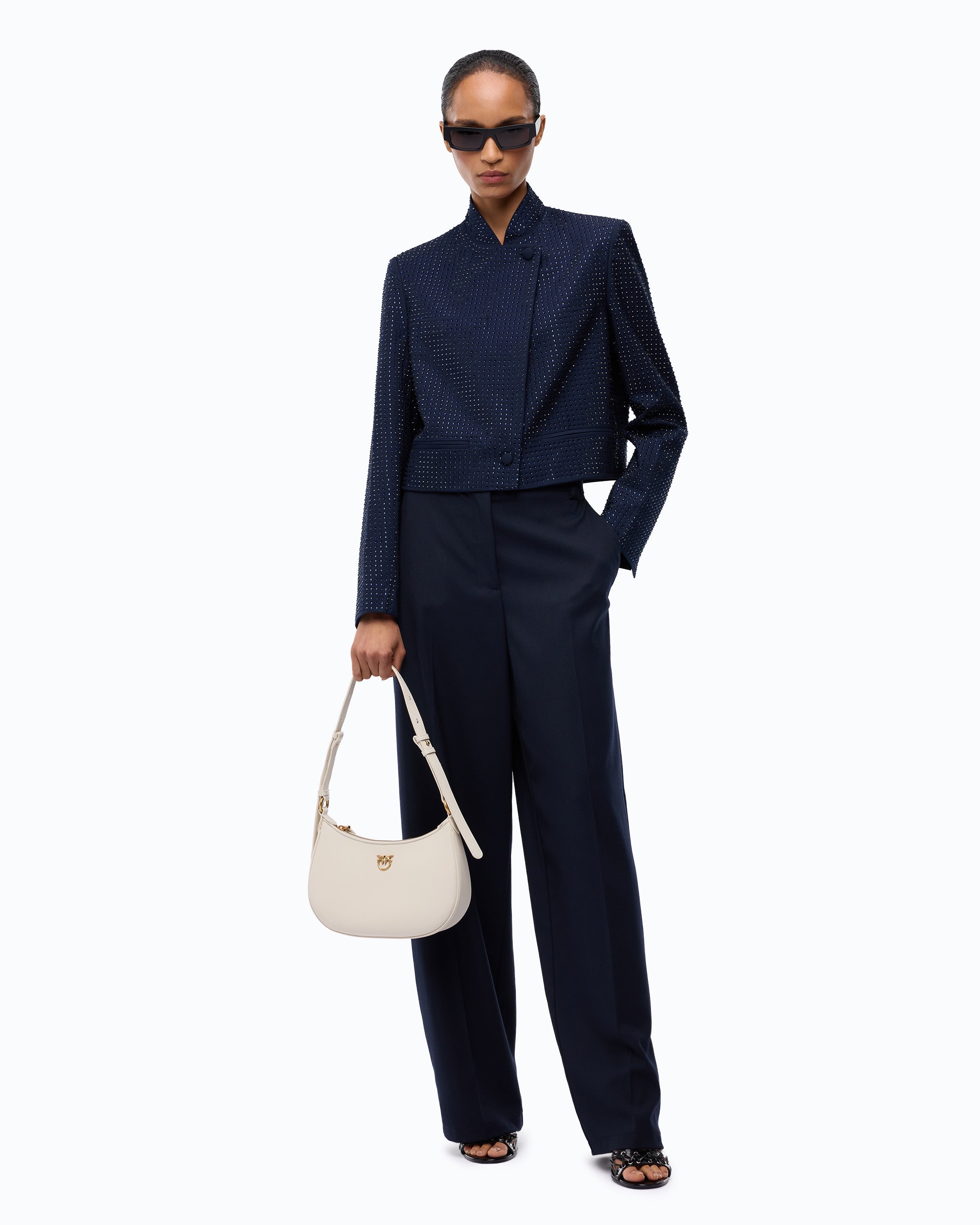 Pinko 107712A3MS - Pantaloni barrel fit in misto lana