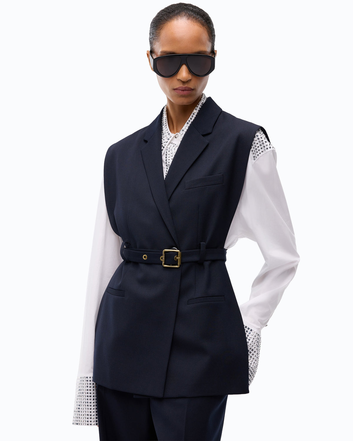 Pinko 107727A3MS - Side-slit vest jacket with belt