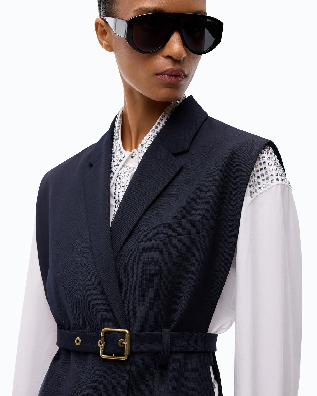 Pinko 107727A3MS - Side-slit vest jacket with belt