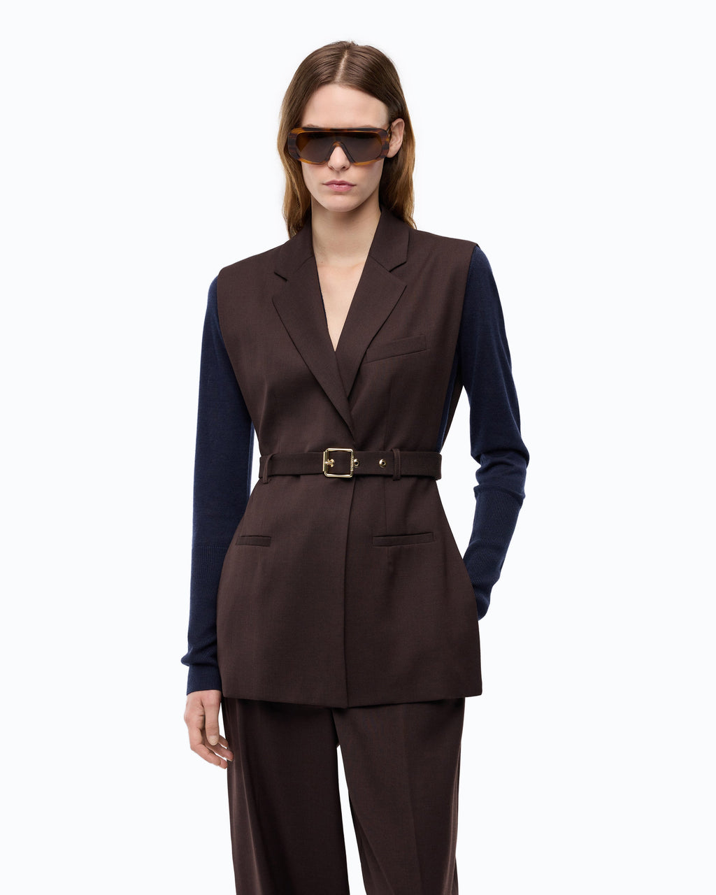 Pinko 107727A3MS - Giacca gilet aperta ai lati con cintura
