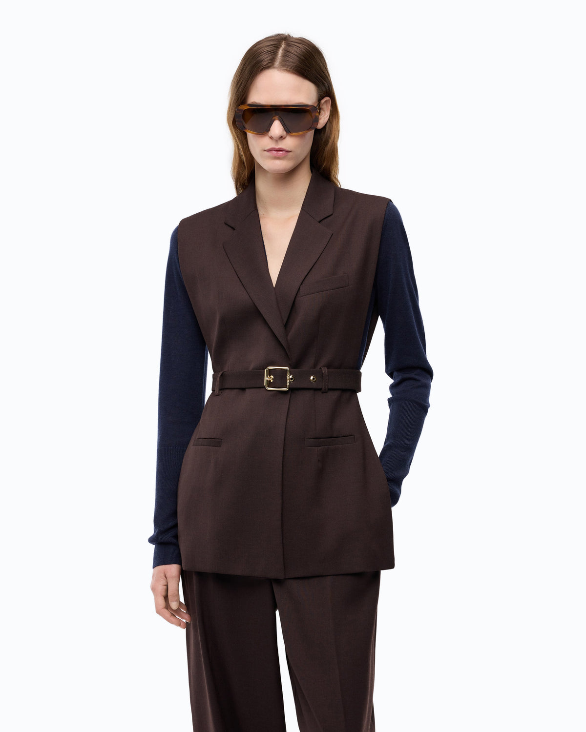 Pinko 107727A3MS - Giacca gilet aperta ai lati con cintura