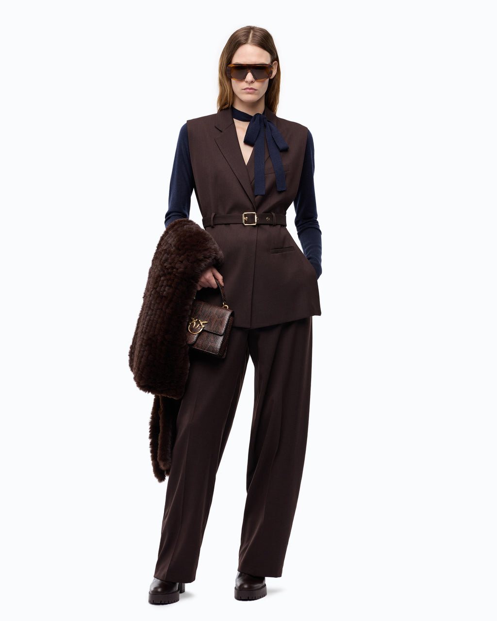 Pinko 107727A3MS - Giacca gilet aperta ai lati con cintura