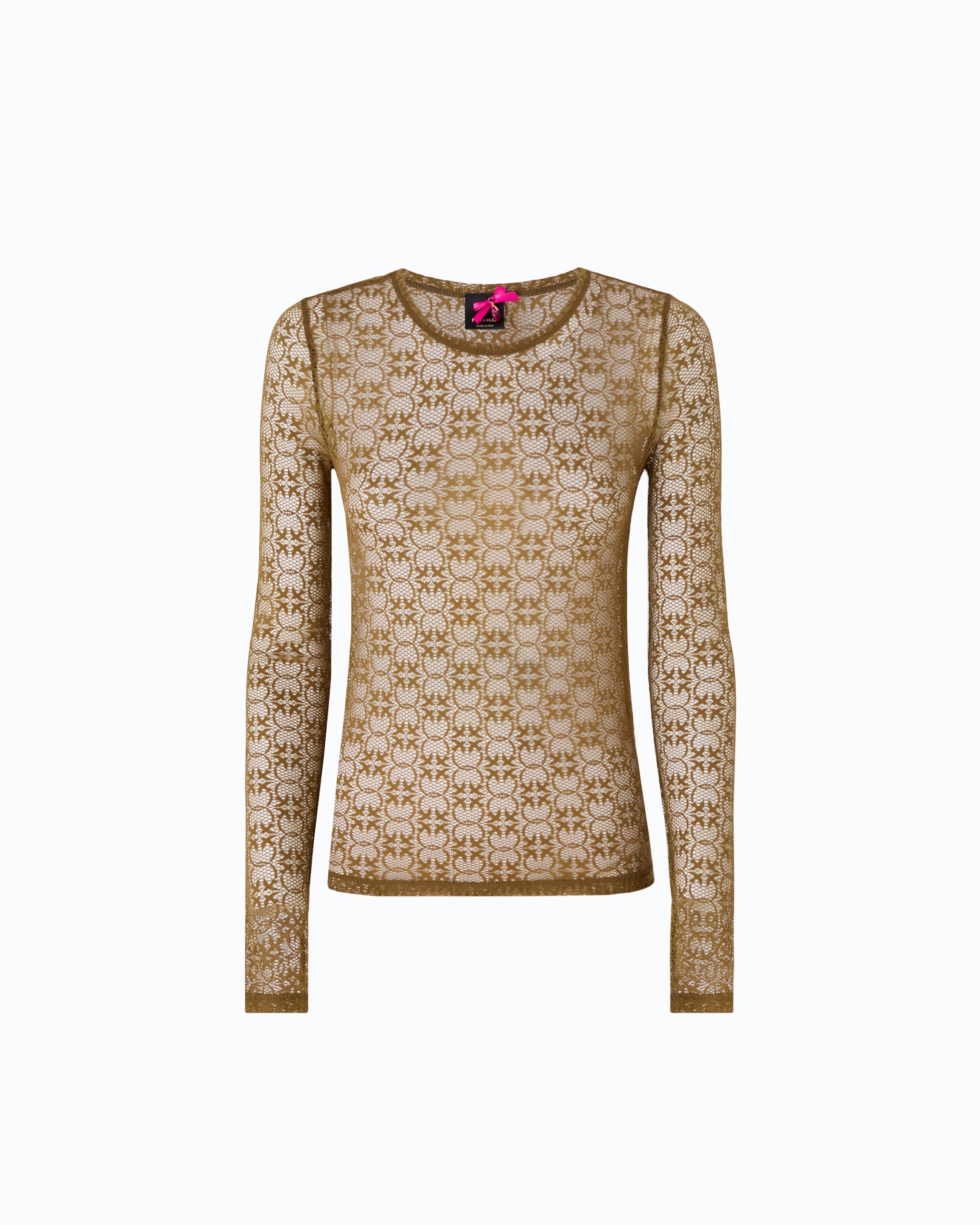 Pinko 107737A3MK - Maglia in pizzo stretch con motivo logo Love Birds