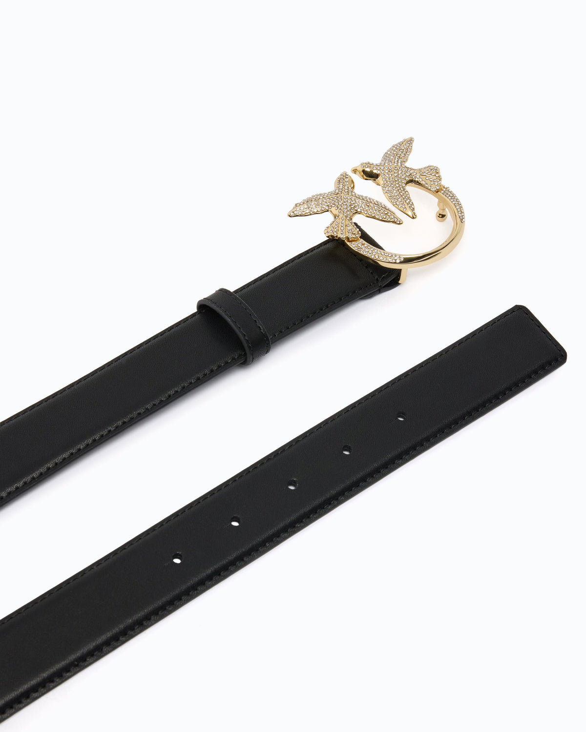 Pinko 107758A0F1 - Cintura in pelle con fibbia Love Birds gioiello 2,5 cm