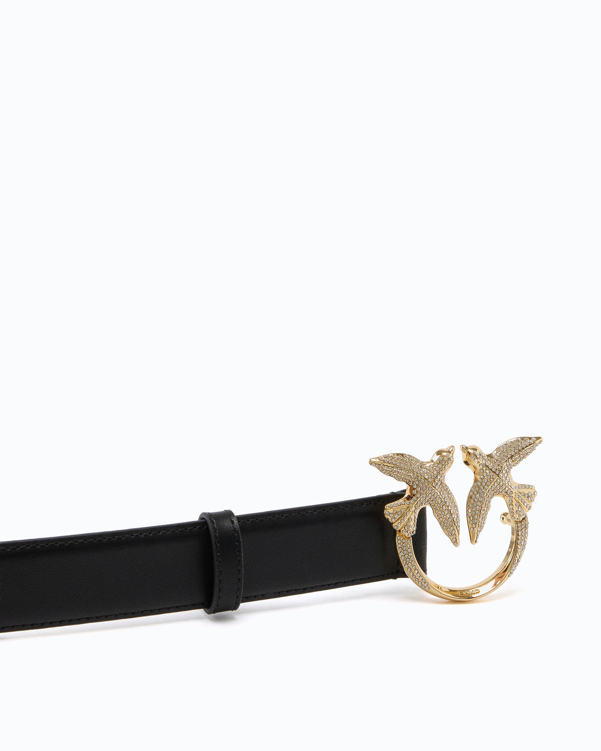 Pinko 107758A0F1 - Cintura in pelle con fibbia Love Birds gioiello 2,5 cm
