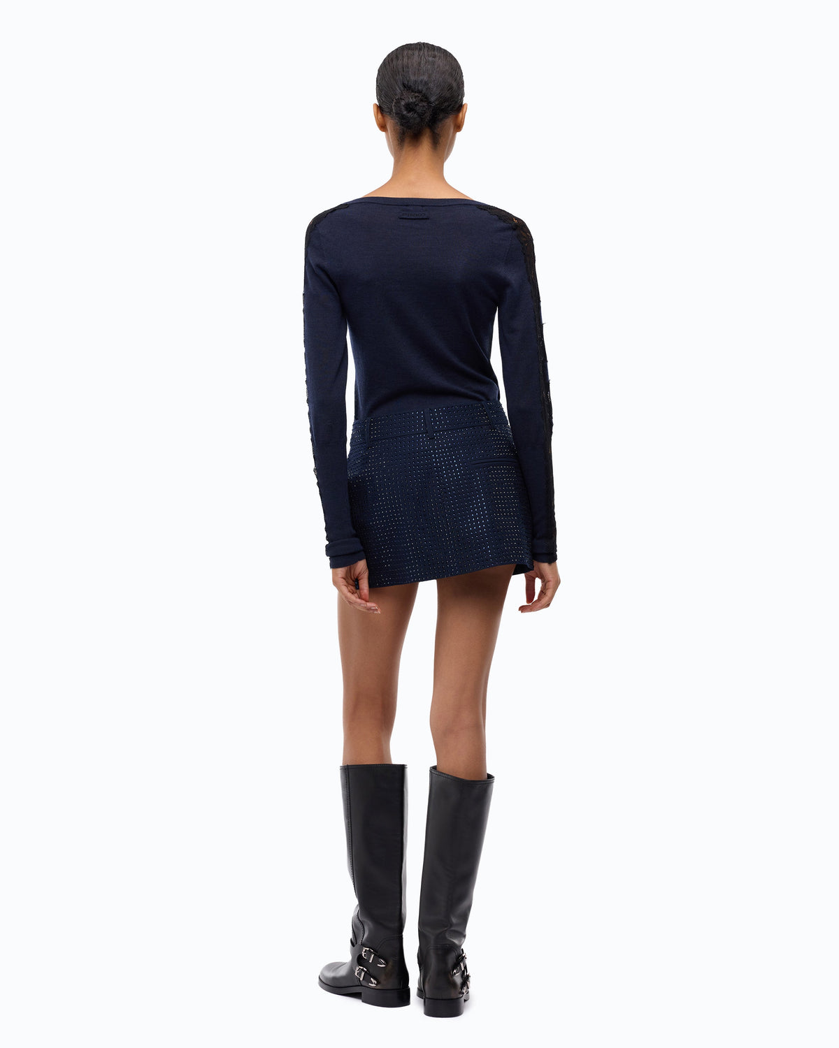 Pinko 107774A3O1 - Cardigan en laine avec empiècements en dentelle