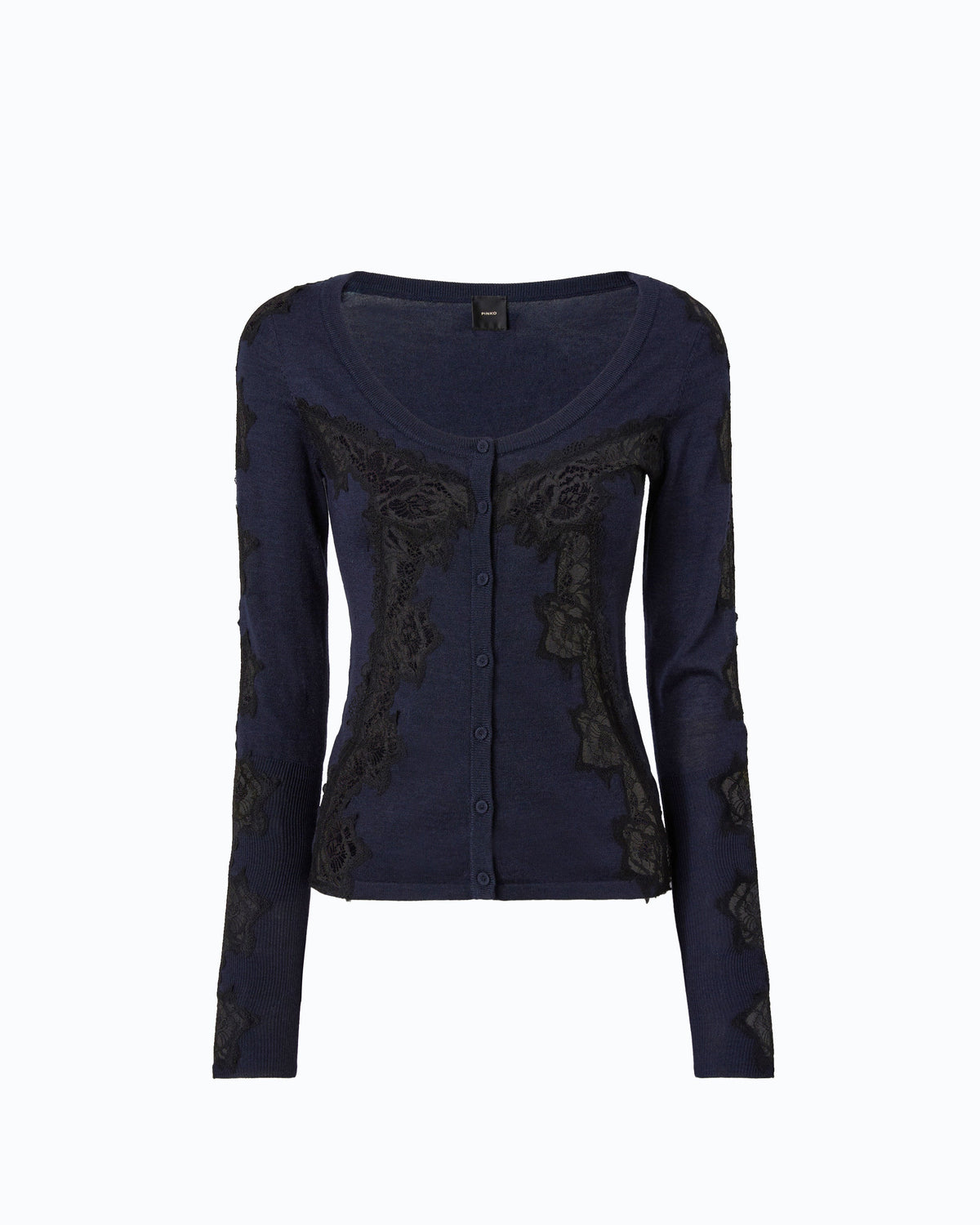 Pinko 107774A3O1 - Cardigan en laine avec empiècements en dentelle