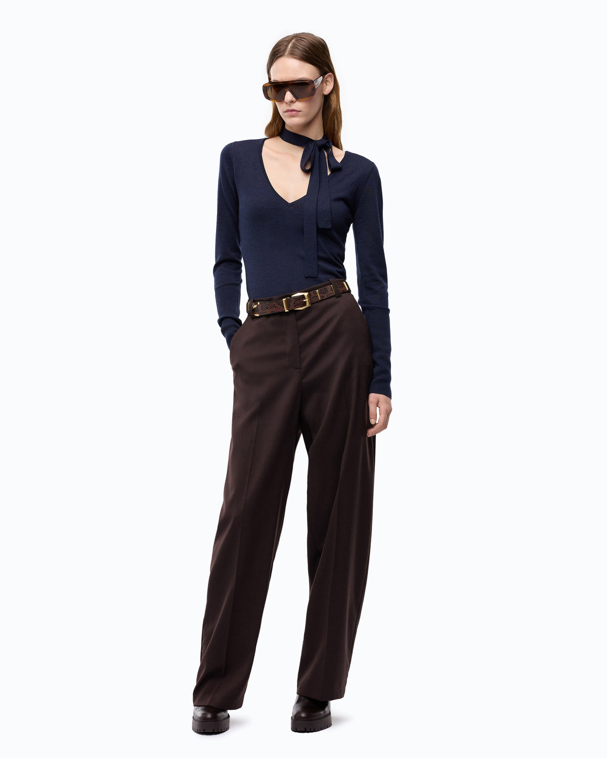 Pinko 107775A3O1 - Maglia in lana con pizzo e fusciacca