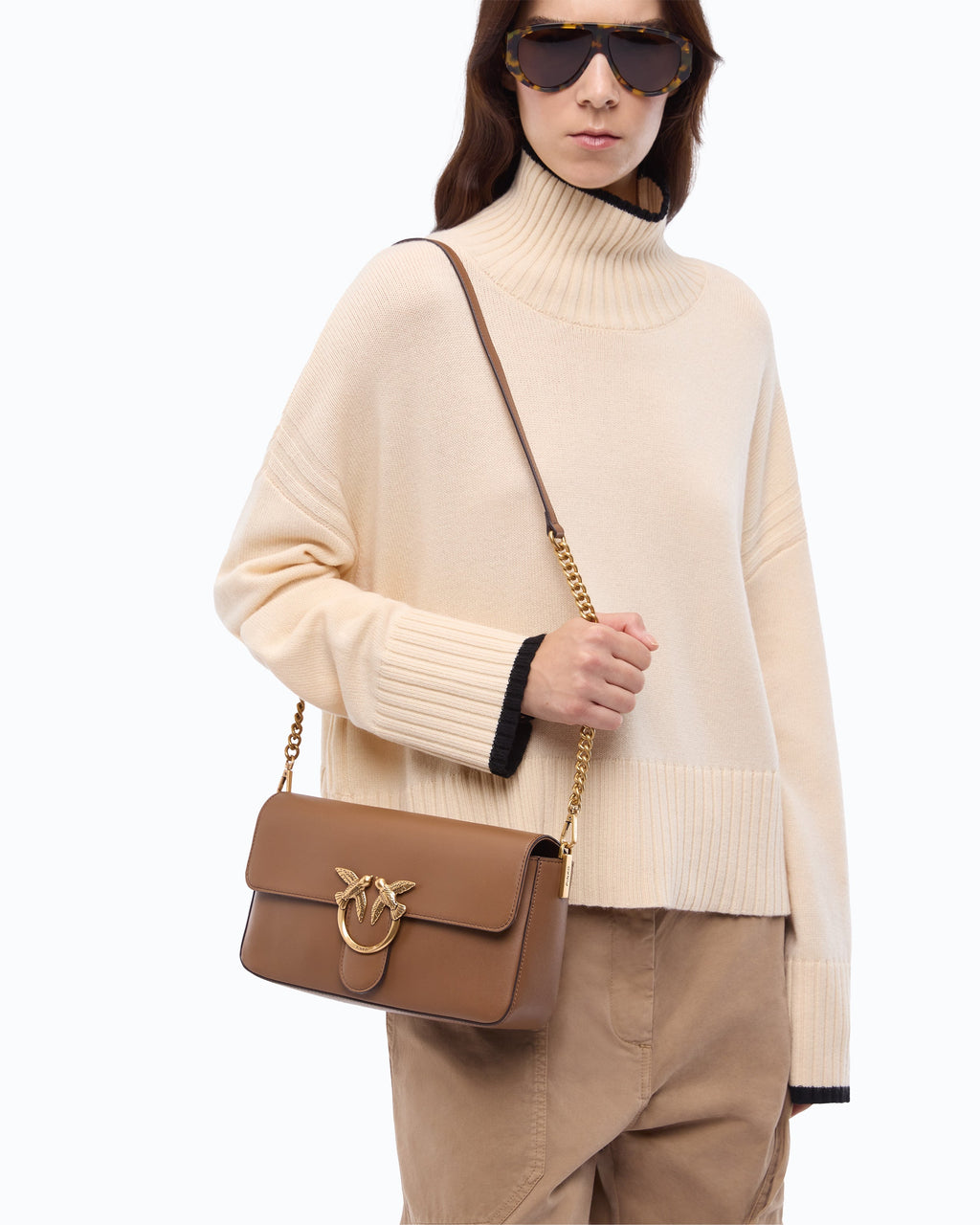 Pinko 107925A2JG - Love One Slouchy medium shoulder bag in smooth leather