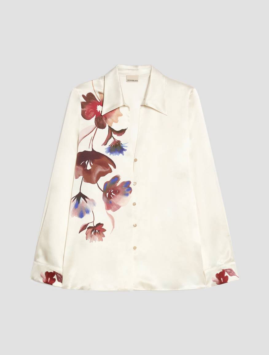 Pennyblack PBPARCA - Camicia in raso con fiori - Vista 2