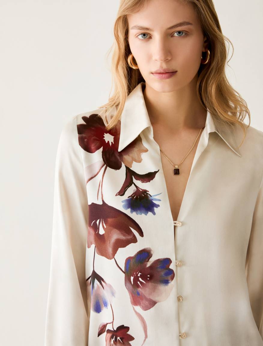 Pennyblack PBPARCA - Camicia in raso con fiori - Vista 4