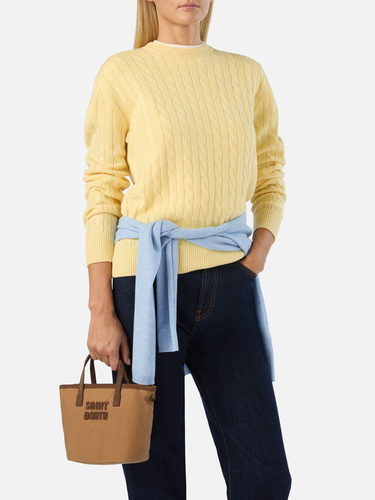 MC2 Saint Barth CITY BAG MINI WAX CBMIN001 - Borsa City Bag Mini in cotone cerato - Beige Nocciola (1318) - Foto 1