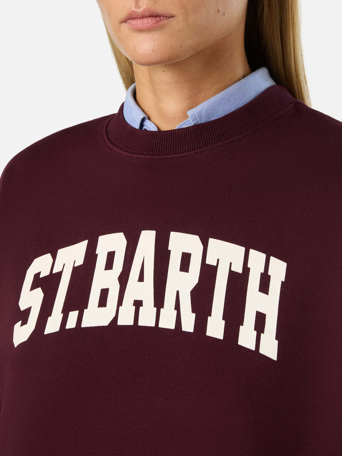 MC2 Saint Barth STARDUST W STDW001 - Felpa girocollo Stardust in morbido cotone con logo St. Barth - Bordeaux (Stb 44m) - Foto 2