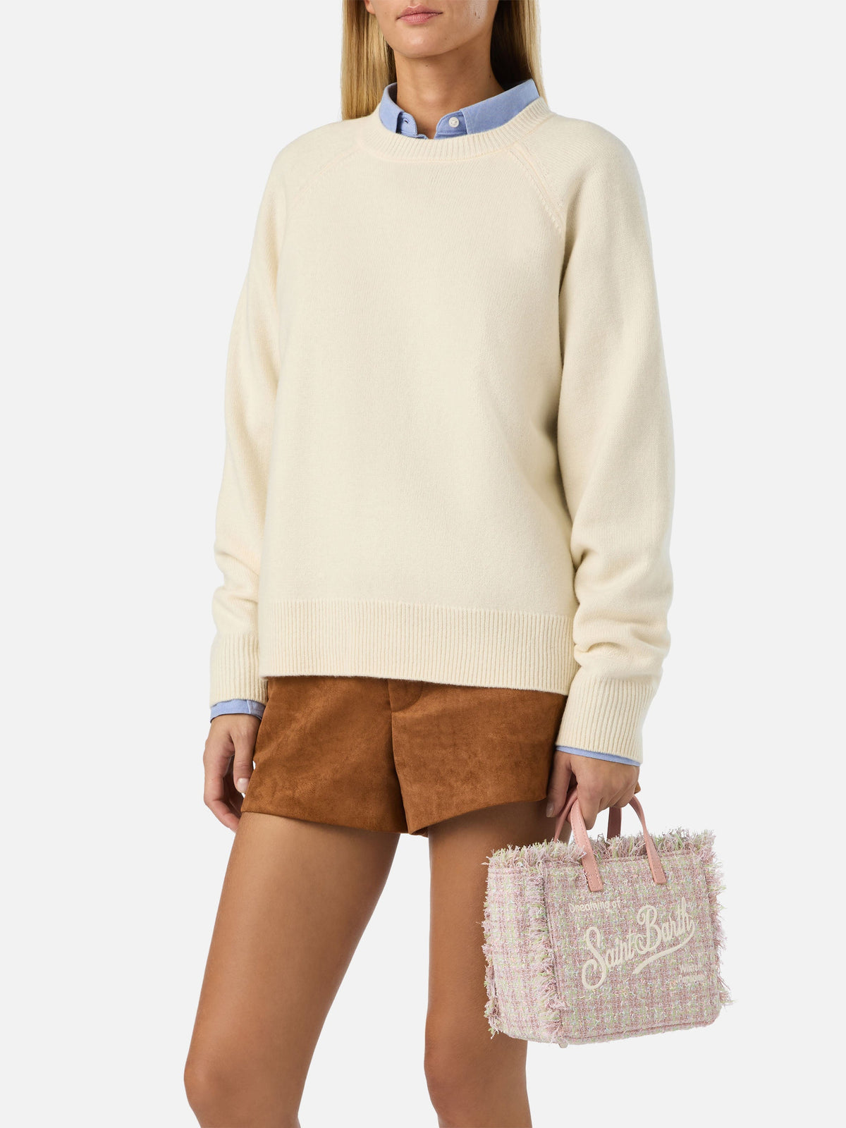 MC2 Saint Barth VANITY MINI TWEED N VAMI032 - Borsa a mano Vanity Mini in pregiato tessuto tweed con ricamo - Rosa Lurex (21 Lurex Emb) - Foto 1