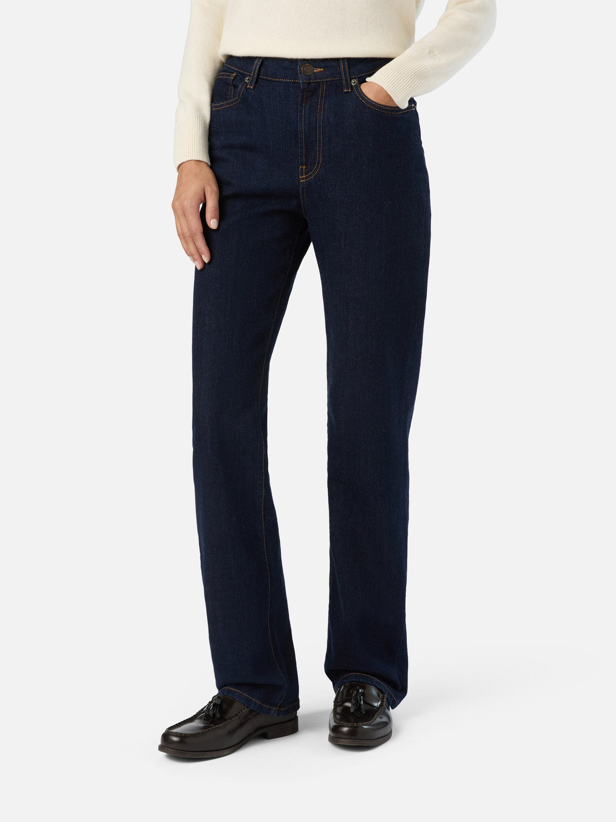 MC2 Saint Barth JUNE DENIM UNE0001 - Pantaloni jeans June a gamba dritta in denim di puro cotone - Blu Denim (Sb Legacy Raw Emb) - Foto 1