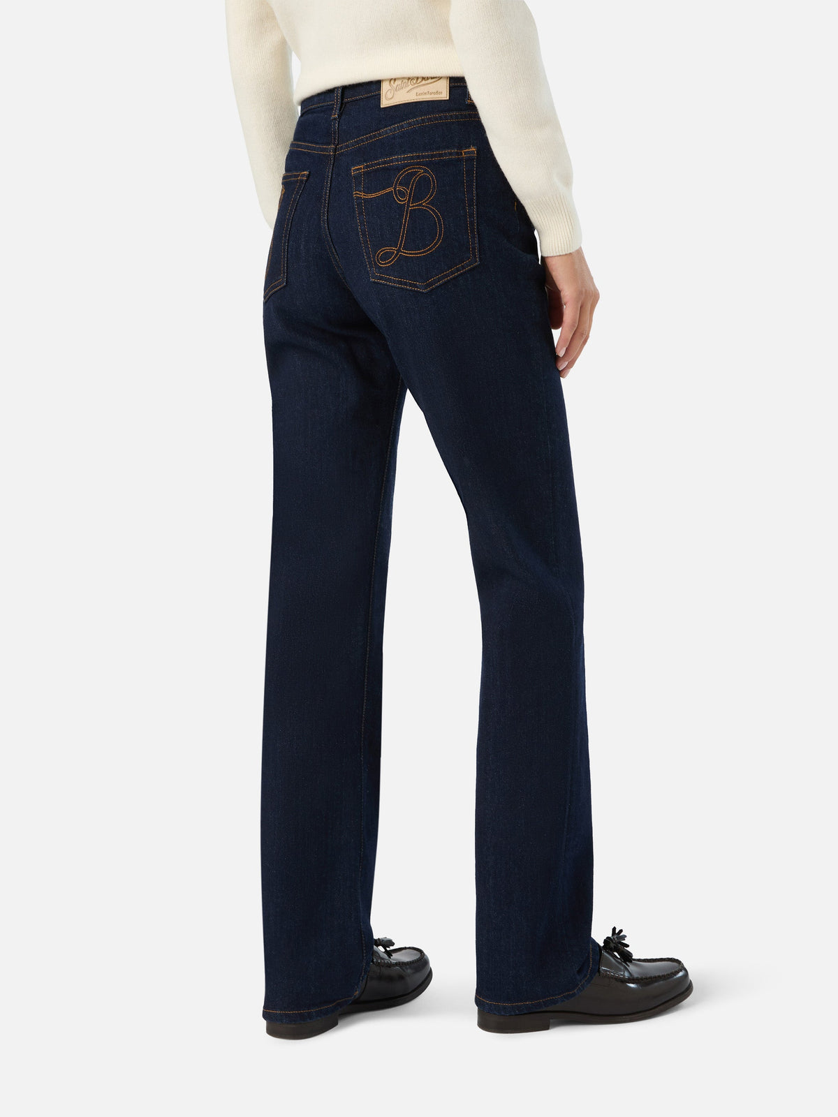 MC2 Saint Barth JUNE DENIM UNE0001 - Pantaloni jeans June a gamba dritta in denim di puro cotone - Blu Denim (Sb Legacy Raw Emb) - Foto 3