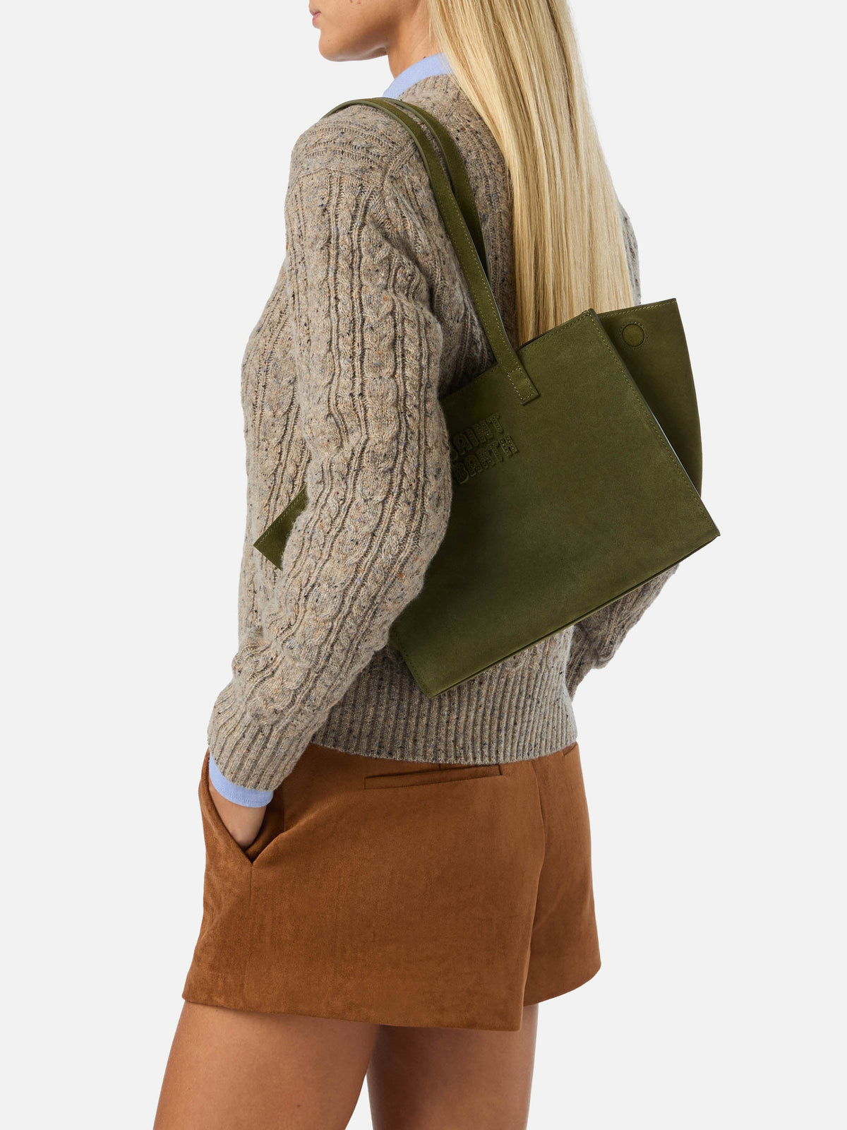 MC2 Saint Barth JOUR BAG MIDI JOBAM01 - Borsa Jour Bag Midi a spalla in vera pelle scamosciata - Verde Militare (Suede 52) - Foto 1