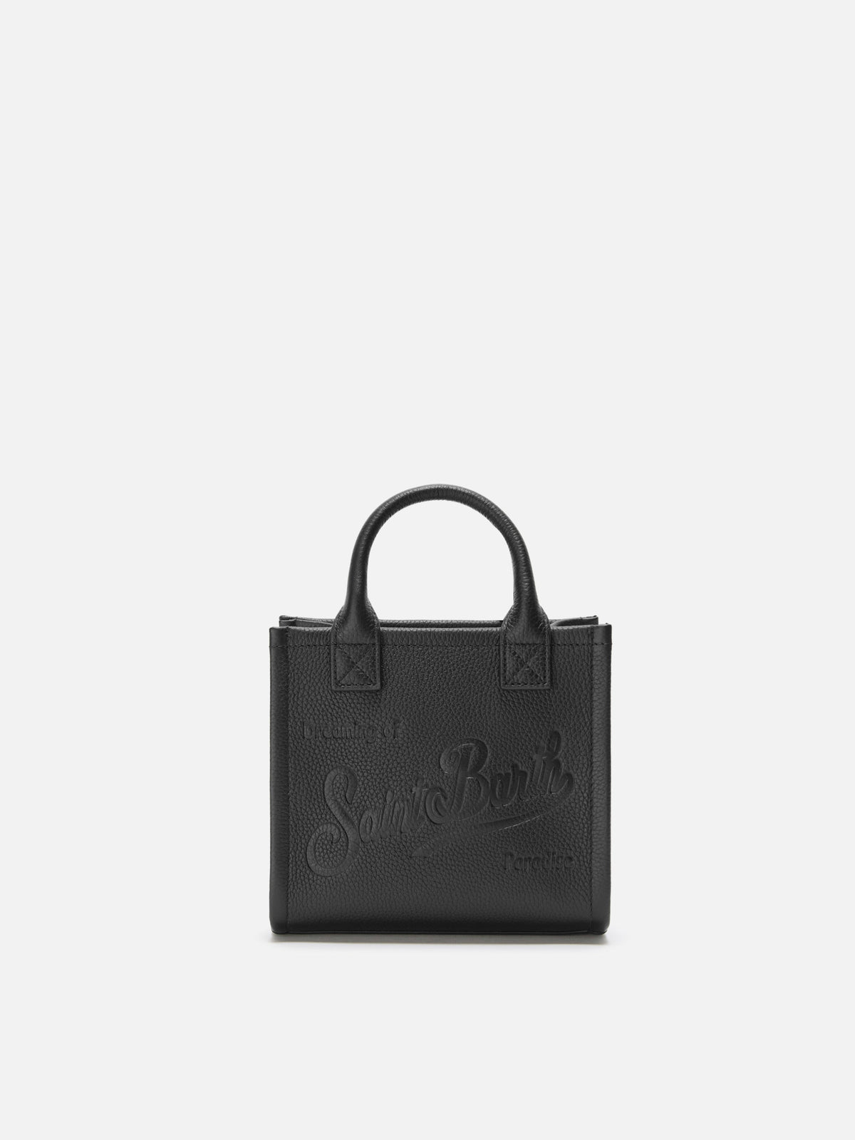 MC2 Saint Barth VANITY BAG MINI VANMI001 - Borsa a mano Vanity Mini in vera pelle martellata con logo - Nero (Grain Leather Sb 00) - Foto 1