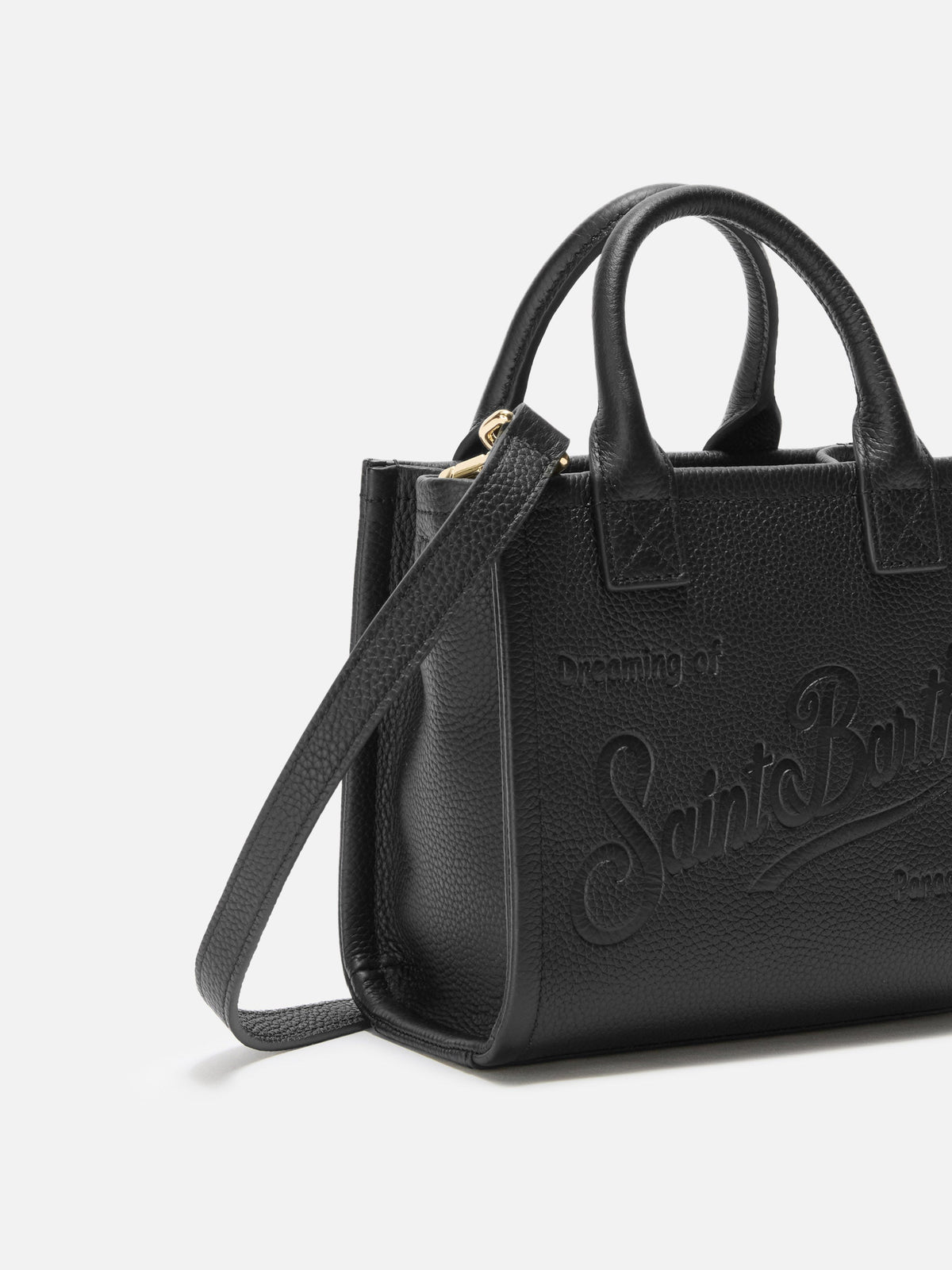 MC2 Saint Barth VANITY BAG MINI VANMI001 - Borsa a mano Vanity Mini in vera pelle martellata con logo - Nero (Grain Leather Sb 00) - Foto 3