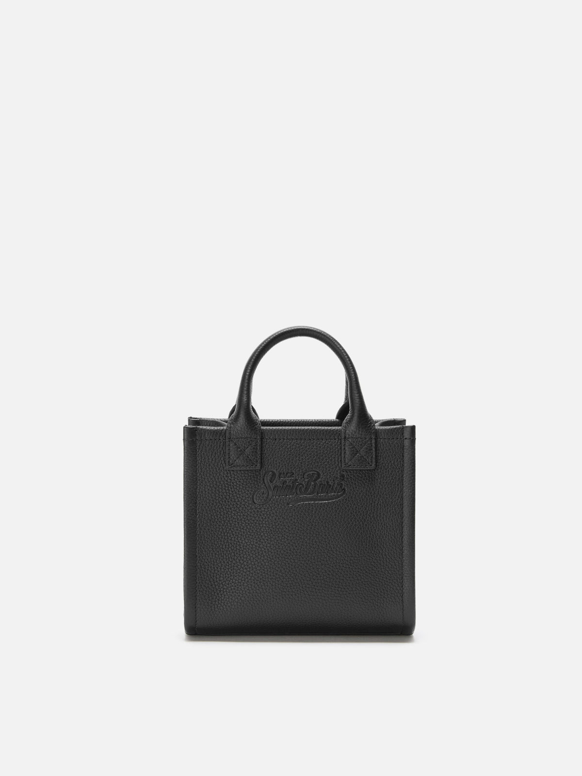 MC2 Saint Barth VANITY BAG MINI VANMI001 - Borsa a mano Vanity Mini in vera pelle martellata con logo - Nero (Grain Leather Sb 00) - Foto 4