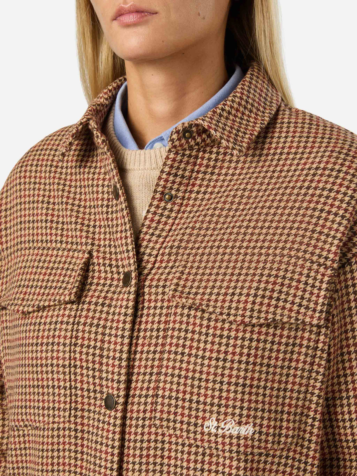 MC2 Saint Barth CAMBRY FLANNEL GMY0001 - Sovracamicia Cambry in morbida flanella con ricamo Disney Mickey Mouse - Pied de Poule (Hello Mickey Pied De Poule 1145 Emb) - Foto 2