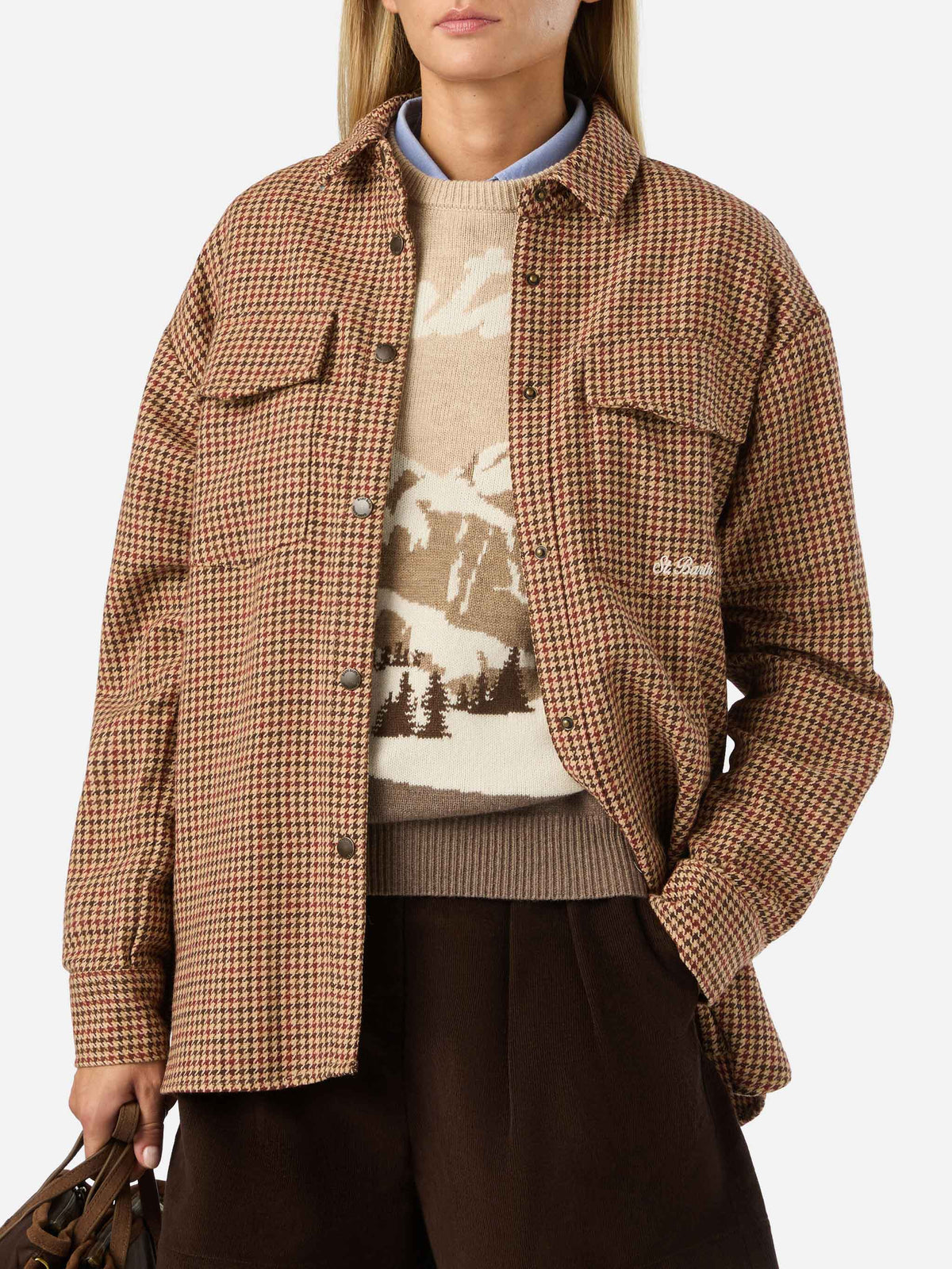 MC2 Saint Barth CAMBRY FLANNEL GMY0001 - Sovracamicia Cambry in morbida flanella con ricamo Disney Mickey Mouse - Pied de Poule (Hello Mickey Pied De Poule 1145 Emb) - Foto 3