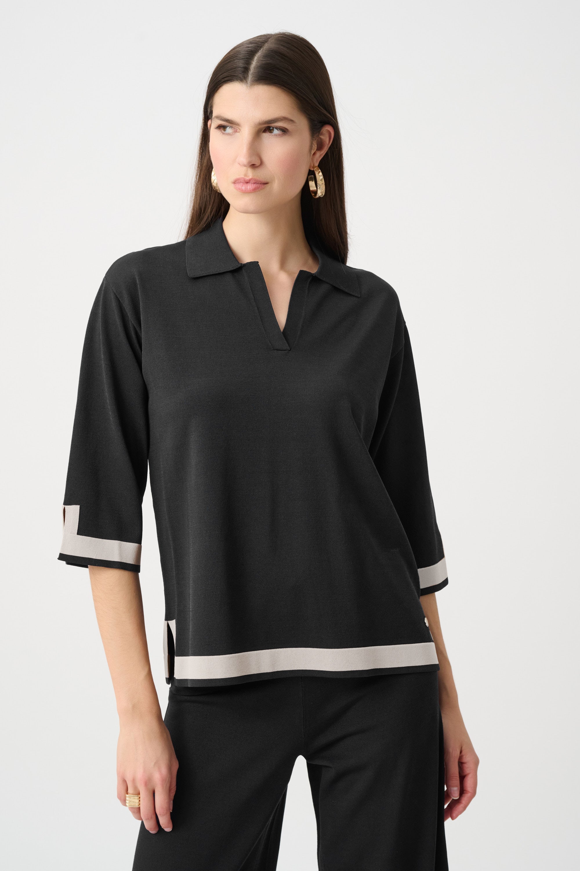 Ribkoff 253909 - Maglione con bordi a contrasto con collo polo