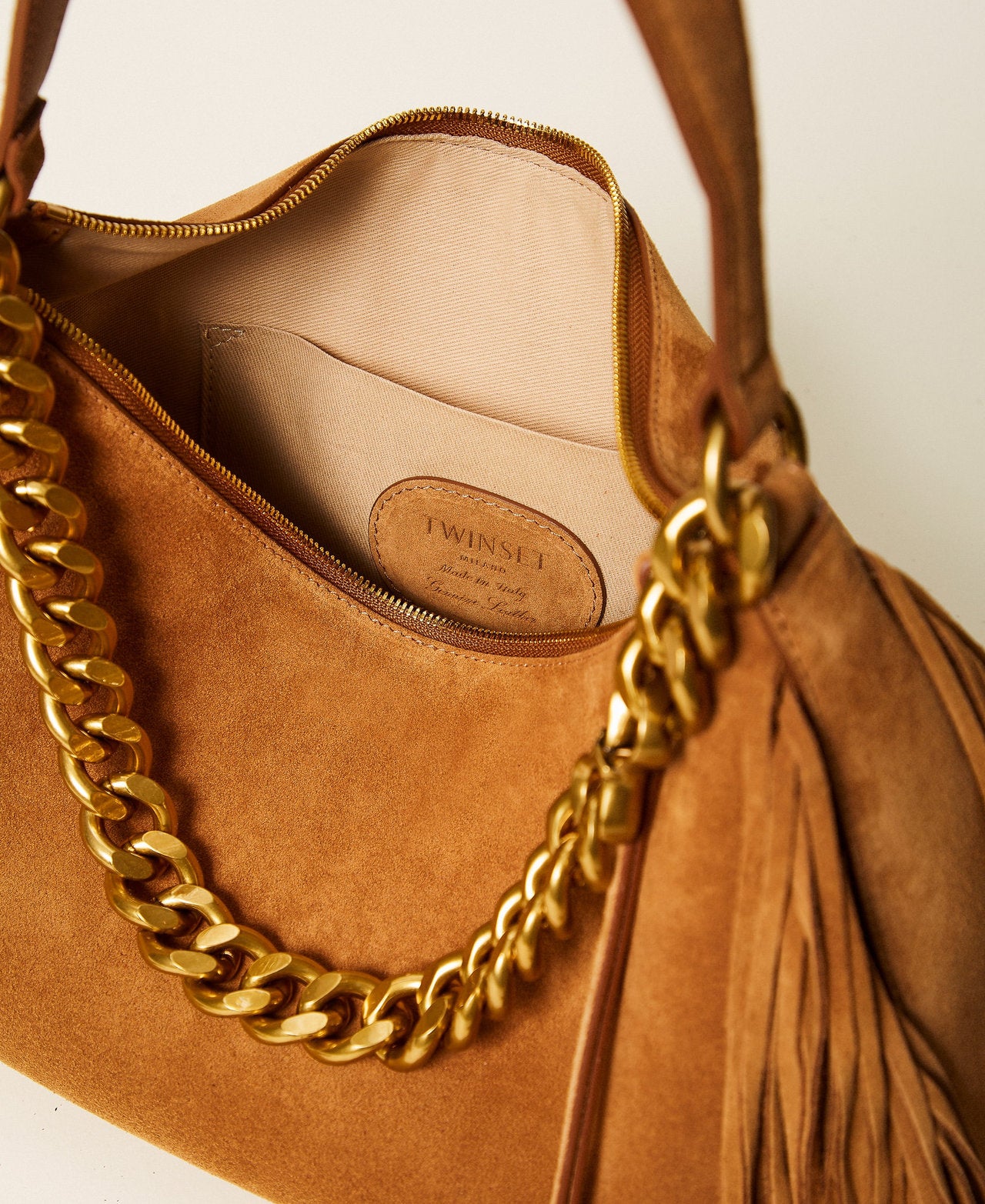Twinset 262TB7204 - Borsa Liliane grande in suede con frange